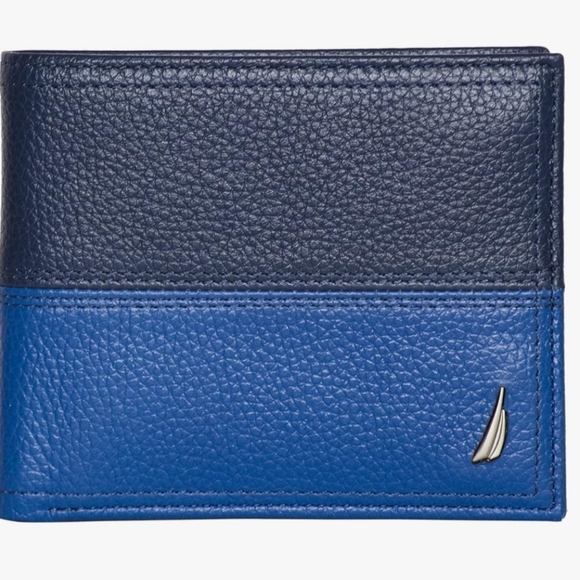 New Cobolt Blue Nautica Men's Bifold Leather Wallet | RFID Blocking - Picture 1 of 7